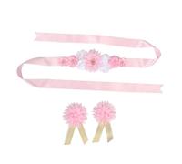 VICASKY 1 set di sash per baby shower per mamma e pancia, mummia, blu, prima decorazione per feste, fascia da doccia, mamma, fascia per baby shower, fiocco rosa