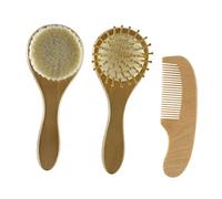 VICASKY 1 set di spazzole per capelli e pettini per neonati, con spazzola morbida in lana e funzione di massaggio per la pulizia delicata e sicura della testa del bambino