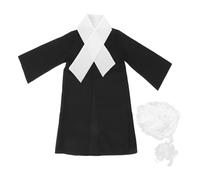 VICASKY 1 Set Divisa Giudice Per Gli Scienziati Gancio Costume Ragazzi Accessori Giovane Giudice Parrucca Vestito Giudice Per Il Cappotto Di Giudice Per I Bambini Nero Poliestere