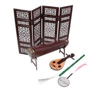 VICASKY 1 set in miniatura strumento musicale cinese decorazione Pipa Guzheng per casa delle bambole e accessori per la casa in miniatura con schermo decorativo per collezionisti