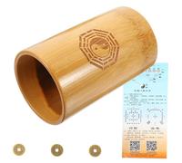 VICASKY 1 Set Strumenti per Buddista Rame con Contenitore Bamboo Monete della Fortuna per Giochi Divinatori