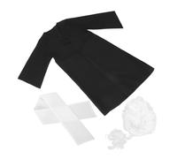 VICASKY 1 Set Uniforme Giudice Per Accessori Scienziati Collare Falso Uomini Accessori Pirata Per Uomo Parrucca Avvocato Ragazzi Giudici Parrucca Poliestere Nero