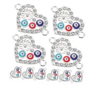 VICASKY 10 Pezzi Bracciale Occhio del Diavolo perline malocchio CAMBINO MALE ciondoli a forma di cuore malocchio incantesimi per gli occhi Evil Eye Eye lega Silver