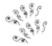 VICASKY 10 Pezzi Spine per unghie colla corta sulle unghie gemme per unghie floreali attaccare sulle unghie ciondoli per gioielli per unghie adesivi per unghie fiori plastica Silver