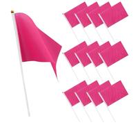 VICASKY 100 Bandiere a Mano Portatili Rosa 14X21 CM Set da 100 Pezzi Bandiere di Stoffa Sventolanti per Feste Giardino e Parate