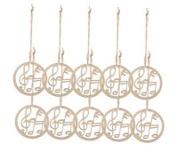 VICASKY 10pezzi Ornamenti Natalizi Legno Note Musicali Traforate Per Decorazioni Albero Corde Di Canapa Per Feste Natalizie e Artigianato Creativo