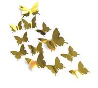 VICASKY 12 Pezzi adesivi murali a specchio Adesivi murali farfalle 3d Adesivi murali 3D specchietto arredamento Farfalla dello specchio 3d farfalle a specchio rimovibile decorare applique