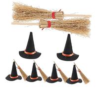 VICASKY 12 pezzi, cappelli da strega in miniatura con scopa, decorazione di Halloween, per case delle bambole, versatili, per progetti e lavori di bricolage