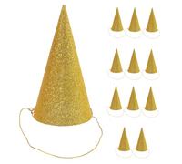 VICASKY 12 Pezzi Cappello Di Compleanno Conico Chapeau Fete Cappelli Di Compleanno D'oro Cappelli Da Festa a Cono Glitterato Cappelli Dorati Adulto Scintilla Festa Glitterata Adulti Golden