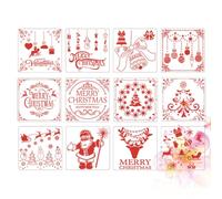 VICASKY 12 Pezzi Stencil da Disegno Fai da Te Bianco in Pet per | Modello Cavo Riutilizzabile, Uso Semplice per Disegno e Decorazioni, Stile Creativo, Tema Natale e Capodanno Stile Casuale