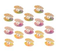 VICASKY 15 pezzi lucenti di perle rotonde di perle dorate, ghirlanda, anello in resina, conchiglia in miniatura con perla bagliore nel guscio scuro