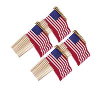 VICASKY 150 Pezzi Bandiere Americane con in Legno Bandierine Resistenti e Impermeabili per Sportivi e Feste Patriottiche