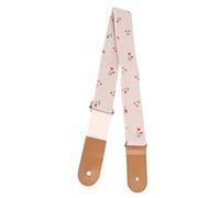 VICASKY 1pezzi Tracolla Per Ukulele in Cotone e Lino Motivo Ciliegia Tracolla in Vera Pelle Per Chitarra Ukulele Fibbia in Metallo Per Regolazione Continua