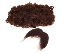 VICASKY 1Set Afro Parrucca E Baffi Set Per Costumi Pirata Travestimento Realistico Per Halloween Feste A Tema E Costumi Facile Da Applicare Rimuovere Design Marrone