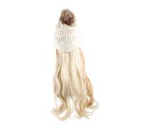 VICASKY 1Set Berretto a maglia con parrucca rimovibile ondulata cappello per le estensioni dei capelli sintetici per le donne per look alla moda e acconciature versatili