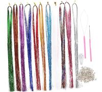 VICASKY 1Set Estensioni Dei Capelli Con Strumenti E Accessori Per Fili Di Orpelli Per Acconciature Colori Per Feste E Occasioni Speciali