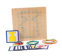VICASKY 1set Geometrico Tavola Unghie In Legno Montessori Giocattoli Educativi Per Promuove La Creatività E Matematica Abilità Strumento Di Apprendimento Per Forme Geometr
