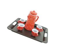 VICASKY 1set Mini Teiere Tazze Per La Casa delle Bambole Mini Tazze Vassoio Nero Decorazione Realistica Per Promuove La Creatività E La Fantasia Accessori Casa Delle Bambole di Alta Qualità