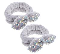 VICASKY 2 accessori per capelli con paillette, nodo ad arco, elastici per trucco, per la del viso e applicazioni per il trucco per il bagno e la casa