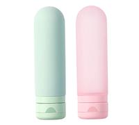 VICASKY 2 bottiglie da viaggio in silicone, contenitore vuoto portatile, per shampoo e lozione, a prova di perdite e riutilizzabili, per il viaggio, colori vivaci