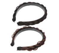 VICASKY 2 cerchietti intrecciati per capelli larghi per uso quotidiano, marrone scuro e nero-marrone, design antiscivolo per acconciature eleganti e speciali