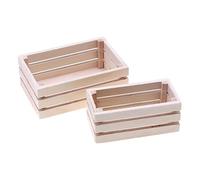 VICASKY 2 cesti portaoggetti per casa delle bambole in vimini con coperchio a cubetti, per lavori fai da te, in miniatura, accessori per la casa delle bambole in legno