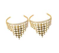 VICASKY 2 copricapo da ballo, per feste, da danza indiana, accessorio elegante e chic per abiti, gioielli da ballo per capelli, catena per capelli, costume da gonna in lega dorata