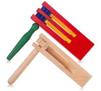 VICASKY 2 cricchetti in legno, giocattolo educativo per strumenti a percussione a mano, per feste e eventi musicali, con esecuzione colorata e naturale