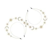 VICASKY 2 fasce per capelli con, corone di fate, per donne, a doppio, per feste, accessori per capelli, in metallo dorato