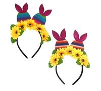 VICASKY 2 fasce per capelli primaverili coniglietti rose fiori ragazza accessori per capelli per matrimonio orecchie di coniglio fascia per orecchie di coniglio fascia per capelli Halloween capelli