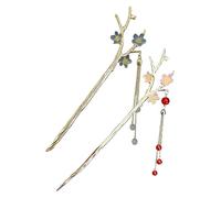 VICASKY 2 forcine cinesi con motivo floreale bacchette per capelli con nappa e durevole ed elegante, per acconciature alte e stile quotidiano