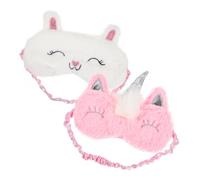 VICASKY 2 mascherine per dormire con simpatico cartone animato che blocca la luce, per viaggi e pisolini, include e design