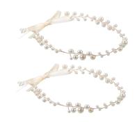 VICASKY 2 Pezzi accessori per Cerchietto per matrimonio copricapo di perle per le donne veli di perle per le spose Accessori per matrimoni fascia del fiore della sposa perla Golden