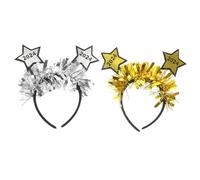 VICASKY 2 Pezzi Cerchietti Capodanno Stelle Dorate e Argento Fasce Leggere per Feste di Fine Anno Accessori Party Versatili per Capelli Adulti