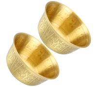 VICASKY 2 Pezzi Ciotola per Offerte Buddiste in Rame Oro Vintage | Ciotola per Altare Buddista, per Acqua e Fiori, Finitura Martellata Ossidata, Stabile nei Riti