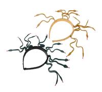 VICASKY 2 Pezzi Copricapo Medusa con Teste di Serpente per Donna Accessorio Egiziano per Costume Halloween Fascia Capelli in Plastica e Vinile Resistente Verde Scuro e Oro Antico