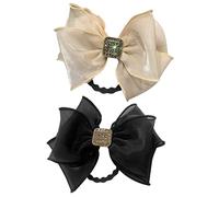 VICASKY 2 pezzi Cravatta Scunchies con fiocco oro fascia per capelli per ragazze piccoli matrimoni ragazze gioielli per capelli in organza