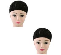 VICASKY 2 Pezzi Cuffia per Parrucca Nera Elasticizzata e Morbida per Cucitura Facile e Treccine Crochet Wig Cap Traspirante e Confortevole per Realizzare Parrucche Intrecciate