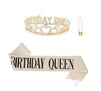 VICASKY 2 pezzi di accessori per capelli in cristallo dorato tutto per compleanno strass compleanno lampeggiante festa fascia decorativa strass 3a strass
