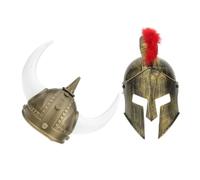 VICASKY 2 Pezzi Elmi Viking in Plastico Oro per Costume da Carnevale Uomo Donna Taglia Riutilizzabile per Festa e Cosplay