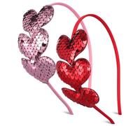 VICASKY 2 Pezzi Fascia Cuore Cuore Accessori Per Capelli Per Le Signore E Le Ragazze Coccole Cupido Paillettes Cuore Accessori Per Le Donne E La Fidanzata Accessori Per Capelli Dolci Per