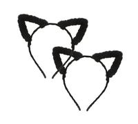 VICASKY 2 Pezzi Fascia Per Orecchie Di Gatto Costume Da Gatta Bianca Per Bambina Orecchie Di Volpe Bianca Orecchie Di Gatto Adulto Orecchie Di Gatto Bianche Pelliccia Artificiale Black