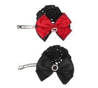 VICASKY 2 pezzi Fermagli per Capelli Donna con Fiocco in Raso e Strass Rete per Chignon Elegante Accessori Professionali per Hostess Banche Hotel e Ristorante Rete Maglia Larga Rossa e