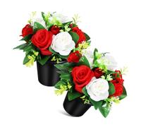 VICASKY 2 Pezzi Fiori Artificiali Commemorativi in Vaso Piccolo da Decorazioni per Tombe e Cimiteri Resistenti e Facili da Posizionare per Esterni