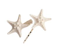 VICASKY 2 Pezzi Forcina Di Stelle Marine Fermaglio Clip Per a Conchiglia Fermagli Per a Conchiglia Clip Di Conchiglie Fermagli Per a Sirena Resina Beige