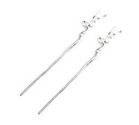 VICASKY 2 Pezzi forcina in metallo coda di cavallo bastoni a forma di forcine per da donna rosa bacchette per bacchette cinesi per Lega di zinco Argento