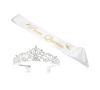 VICASKY 2 Pezzi Insieme Della Fascia Addio Nubilato Accessori Per Ragazze Accessori Per La Sposa Fascia Della Regina Del Ballo Accessori Per Feste Con Fascia Lega Silver