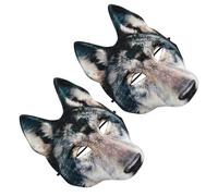VICASKY 2 Pezzi Maschera da Lupo Realistica in Eva per Halloween e Carnevale, Design Unico a Mezza Faccia, Leggera e Riutilizzabile per Feste Cosplay