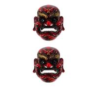 VICASKY 2 Pezzi Maschera del Signore della Ricchezza in Resina Rossa per Cosplay