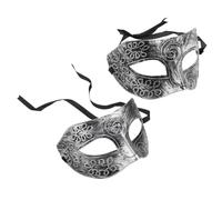 VICASKY 2 Pezzi Maschera Veneziana Elegante da Uomo in Plastica Argento per Balli in Maschera e Feste a Tema Protezione della Privacy e Finitura Artigianale Raffinata